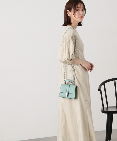 N.（N. Natural Beauty Basic）（エヌエヌナチュラルビューティーベーシック）の「◆タイプライターフリルパフワンピース（ワンピース・レディース・グリーン/ベージュ/ブラック・MEDIUM）」の9枚目の写真