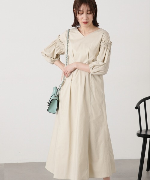 N.（N. Natural Beauty Basic）（エヌエヌナチュラルビューティーベーシック）の「◆タイプライターフリルパフワンピース（ワンピース・レディース・グリーン/ベージュ/ブラック・MEDIUM）」の10枚目の写真