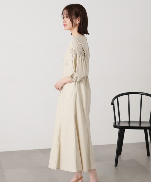 N.（N. Natural Beauty Basic）（エヌエヌナチュラルビューティーベーシック）の「◆タイプライターフリルパフワンピース（ワンピース・レディース・グリーン/ベージュ/ブラック・MEDIUM）」の16枚目の写真