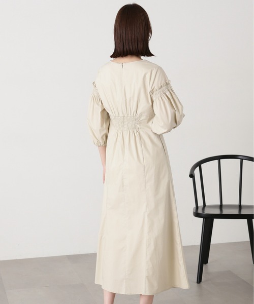 N.（N. Natural Beauty Basic）（エヌエヌナチュラルビューティーベーシック）の「◆タイプライターフリルパフワンピース（ワンピース・レディース・グリーン/ベージュ/ブラック・MEDIUM）」の17枚目の写真