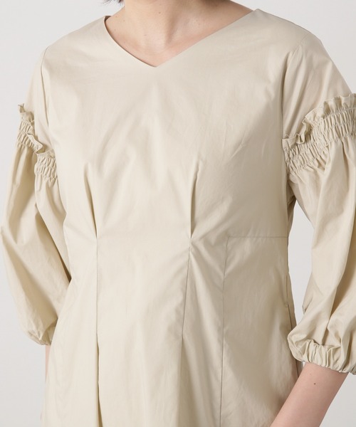 N.（N. Natural Beauty Basic）（エヌエヌナチュラルビューティーベーシック）の「◆タイプライターフリルパフワンピース（ワンピース・レディース・グリーン/ベージュ/ブラック・MEDIUM）」の18枚目の写真