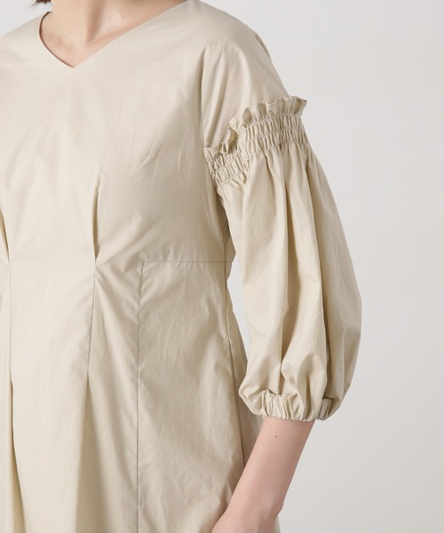 N.（N. Natural Beauty Basic）（エヌエヌナチュラルビューティーベーシック）の「◆タイプライターフリルパフワンピース（ワンピース・レディース・グリーン/ベージュ/ブラック・MEDIUM）」の19枚目の写真