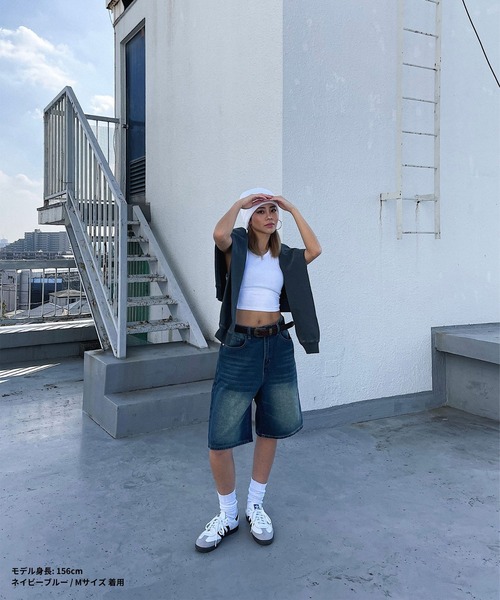 DEFLEXTION(ディフレクション)の「【DEFLEXTION / ディフレクション】Wash half denimpants / ウォッシュ ハーフデニムパンツ(デニムパンツ・レディース・ネイビー・SMALL)」の5枚目の写真