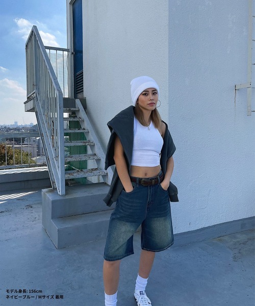 DEFLEXTION(ディフレクション)の「【DEFLEXTION / ディフレクション】Wash half denimpants / ウォッシュ ハーフデニムパンツ(デニムパンツ・レディース・ネイビー・SMALL)」の6枚目の写真