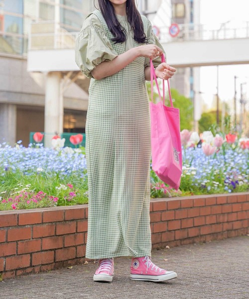 mimi toujours（ミミトゥジュール）の「ワンピース ニット＋布帛