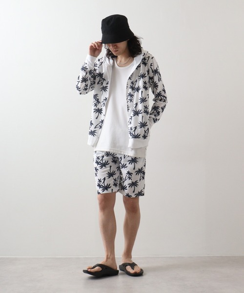 FUNALIVE(ファンアライブ)の「Printed hoodie and shorts / プリント フーディ&ハーフパンツSETUP unisex(セットアップ・メンズ・ホワイト系/カーキ/ブラック/グレー系/杢グレー/ホワイト/ブラック系/ネイビー・L/M/XL)」の3枚目の写真