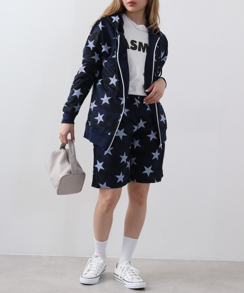 FUNALIVE(ファンアライブ)の「Printed hoodie and shorts / プリント フーディ&ハーフパンツSETUP unisex(セットアップ・メンズ・ホワイト系/カーキ/ブラック/グレー系/杢グレー/ホワイト/ブラック系/ネイビー・L/M/XL)」の1枚目の写真