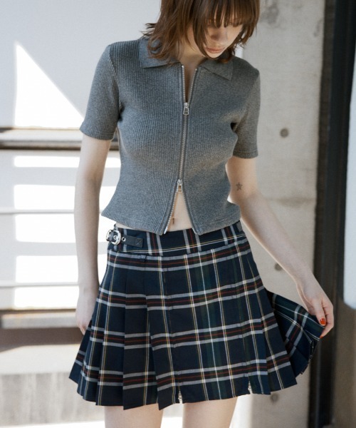 トップス sly FRONT ZIP BLEACH RIB TOPS SLY | FRONT ZIP H／N RIB トップス (ニット ) |SHEL'TTER WEBSTORE