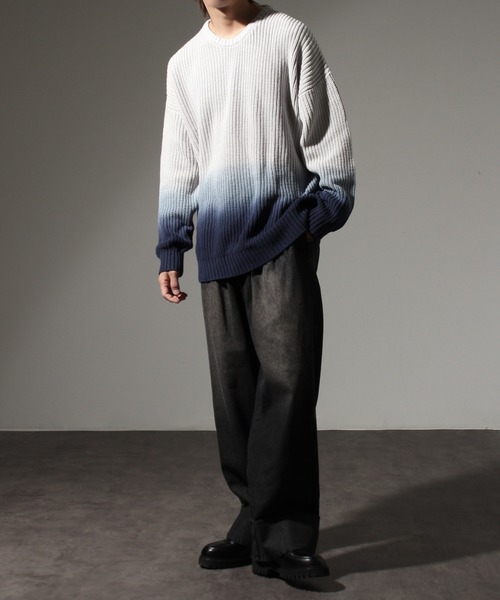 Art re A select（アトリエセレクト）の「Gradation Oversized Spring Knit/グラデーションオーバーサイズスプリングニット（ニット/セーター・メンズ・チャコールグレー/ブルー/ライトグレー・M/L）」の20枚目の写真