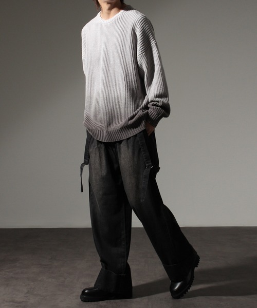 Art re A select（アトリエセレクト）の「Gradation Oversized Spring Knit/グラデーションオーバーサイズスプリングニット（ニット/セーター・メンズ・チャコールグレー/ブルー/ライトグレー・M/L）」の15枚目の写真