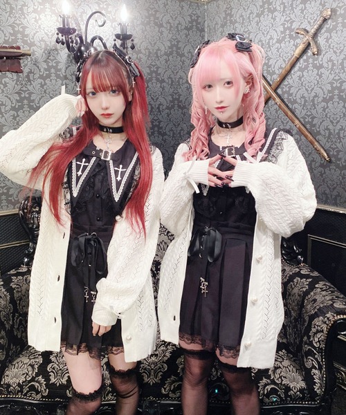 新品タグ付き　MARS マーズ　BIG襟クロス刺繍ブラウス　ブラックFREE MA*RS】BIG襟クロス刺繍ブラウス - ブラック size-F | 地雷系