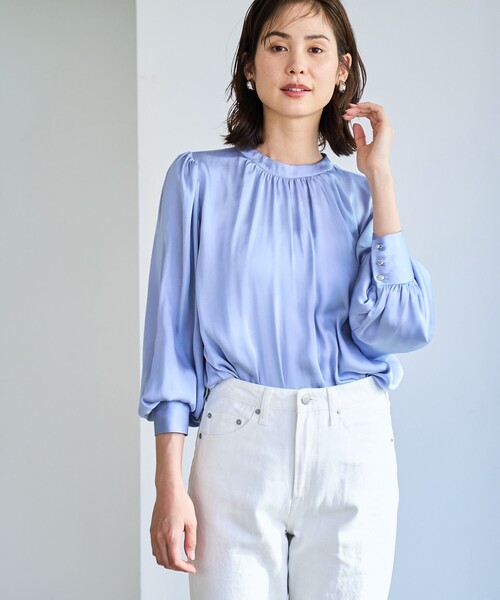 coen(コーエン)の「【RONEL】2WAYギャザーブラウス(シャツ/ブラウス・レディース・ライトブルー/ブラック/オフホワイト・M/S)」の5枚目の写真