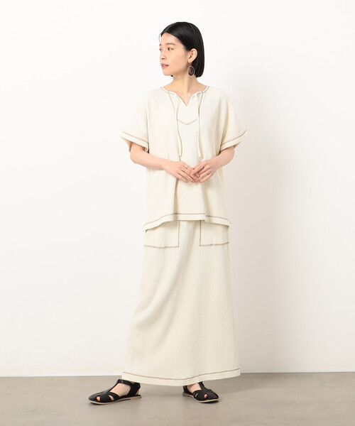 ONIGIRI（オニギリ）の「ワッフルピグメント スカート / セットアップ対応（スカート・レディース・チャコール/ブルー/アイボリー・FREE）」の5枚目の写真