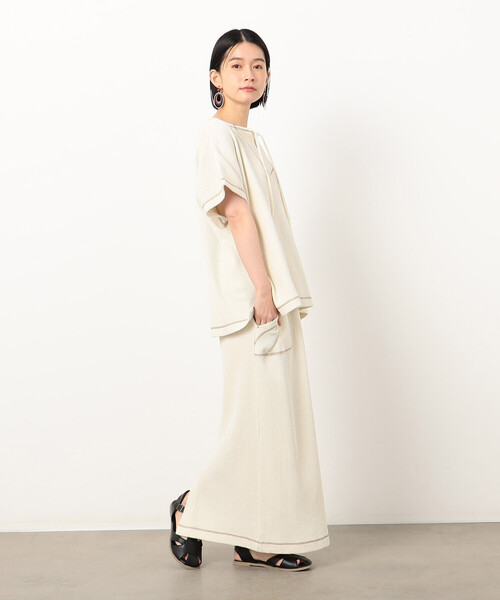 ONIGIRI（オニギリ）の「ワッフルピグメント スカート / セットアップ対応（スカート・レディース・チャコール/ブルー/アイボリー・FREE）」の6枚目の写真