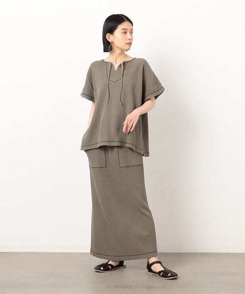 ONIGIRI（オニギリ）の「ワッフルピグメント スカート / セットアップ対応（スカート・レディース・チャコール/ブルー/アイボリー・FREE）」の10枚目の写真