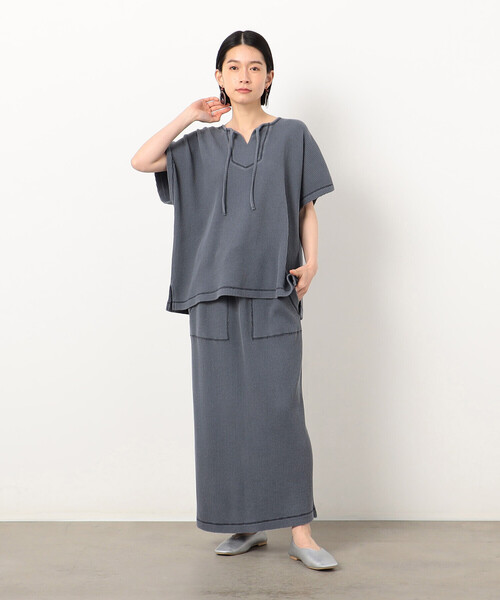 ONIGIRI（オニギリ）の「ワッフルピグメント スカート / セットアップ対応（スカート・レディース・チャコール/ブルー/アイボリー・FREE）」の14枚目の写真