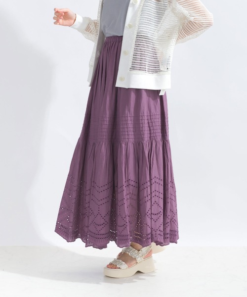 【セール】【WEB限定】シフリー刺繍ギャザー切り替えスカート（スカート）｜PICCIN（ピッチン）