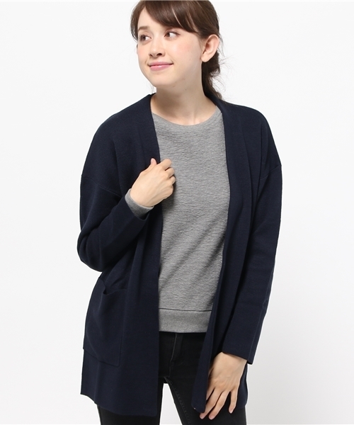 SEVENDAYS=SUNDAY（セブンデイズサンデイ）の「ミラノリブ　カーディガン（カーディガン/ボレロ・レディース・オフホワイト/カーキ/ネイビー/ワインレッド/ブラウン・FREE）」の4枚目の写真