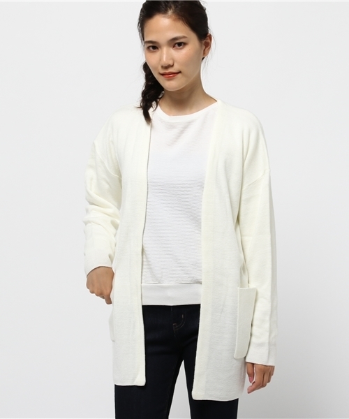 SEVENDAYS=SUNDAY（セブンデイズサンデイ）の「ミラノリブ　カーディガン（カーディガン/ボレロ・レディース・オフホワイト/カーキ/ネイビー/ワインレッド/ブラウン・FREE）」の2枚目の写真