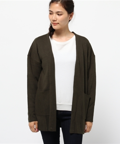 SEVENDAYS=SUNDAY（セブンデイズサンデイ）の「ミラノリブ　カーディガン（カーディガン/ボレロ・レディース・オフホワイト/カーキ/ネイビー/ワインレッド/ブラウン・FREE）」の3枚目の写真