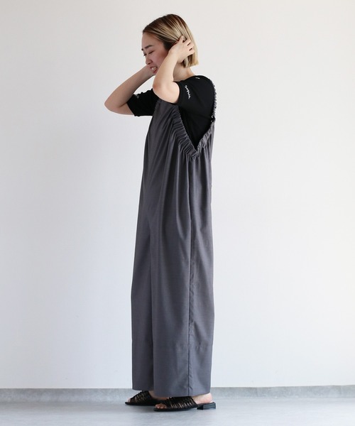 cepo（セポ）の「アームギャザーロンパース（つなぎ/オールインワン・レディース・ブラック/グレー・M）」の15枚目の写真