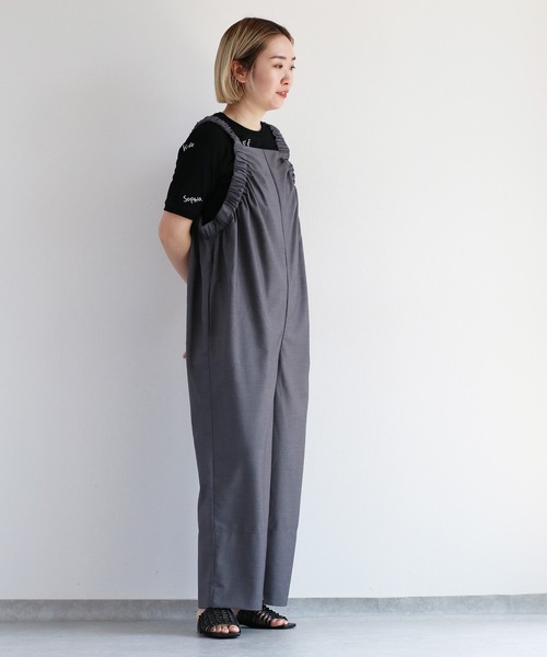 cepo（セポ）の「アームギャザーロンパース（つなぎ/オールインワン・レディース・ブラック/グレー・M）」の3枚目の写真