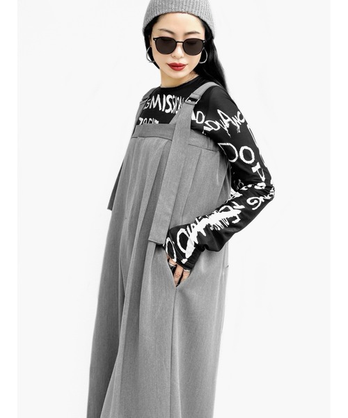 LVEU.(ラブユ.)の「【LVEU.】エステルツイルベルトサロペット(Ai select) / トップス シャツ ブラウス プルオーバー スキッパー レオパード オーバー グリーン ブルー(サロペット/オーバーオール・レディース・グレー/ブラック・FREE)」の21枚目の写真