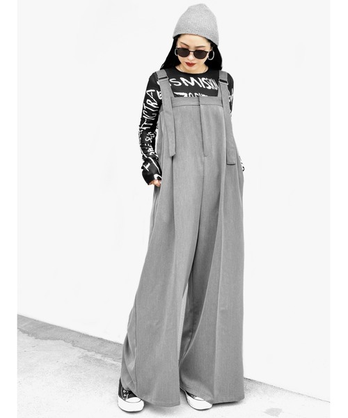 LVEU.(ラブユ.)の「【LVEU.】エステルツイルベルトサロペット(Ai select) / トップス シャツ ブラウス プルオーバー スキッパー レオパード オーバー グリーン ブルー(サロペット/オーバーオール・レディース・グレー/ブラック・FREE)」の12枚目の写真