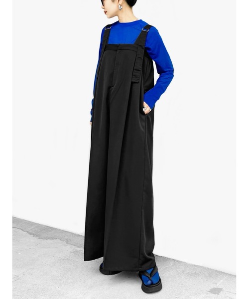 LVEU.(ラブユ.)の「【LVEU.】エステルツイルベルトサロペット(Ai select) / トップス シャツ ブラウス プルオーバー スキッパー レオパード オーバー グリーン ブルー(サロペット/オーバーオール・レディース・グレー/ブラック・FREE)」の16枚目の写真