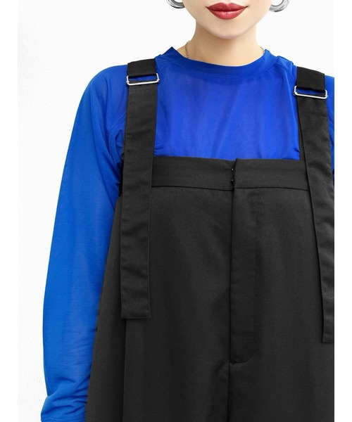 LVEU.(ラブユ.)の「【LVEU.】エステルツイルベルトサロペット(Ai select) / トップス シャツ ブラウス プルオーバー スキッパー レオパード オーバー グリーン ブルー(サロペット/オーバーオール・レディース・グレー/ブラック・FREE)」の8枚目の写真