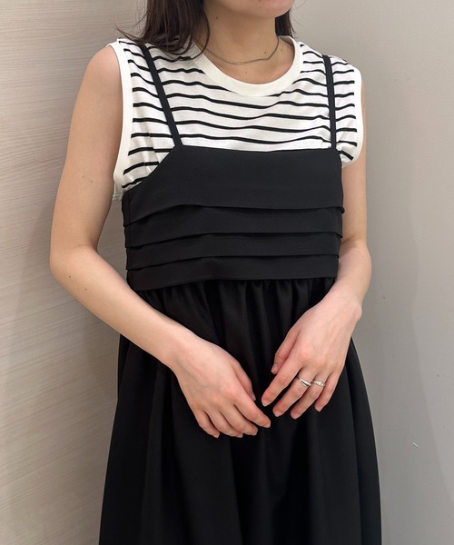 RANAN(ラナン)の「タックデザインキャミワンピ(ワンピース・レディース・ブラック/グレー/ベージュ・M/L/LL)」の5枚目の写真