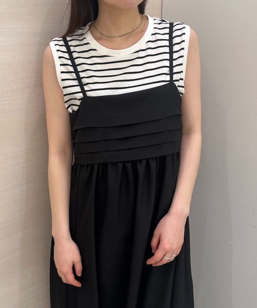 RANAN(ラナン)の「タックデザインキャミワンピ(ワンピース・レディース・ブラック/グレー/ベージュ・M/L/LL)」の8枚目の写真