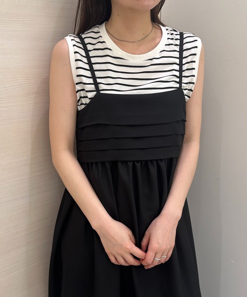 RANAN(ラナン)の「タックデザインキャミワンピ(ワンピース・レディース・ブラック/グレー/ベージュ・M/L/LL)」の9枚目の写真