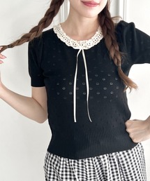 Loueme | レースリボン透かし編みトップス(Tシャツ/カットソー)