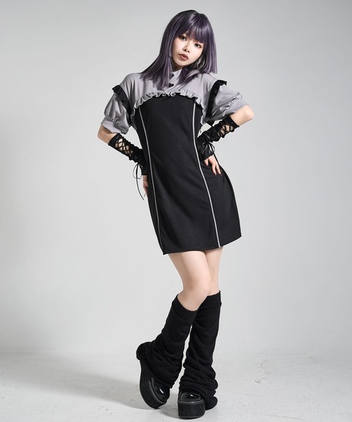 サブジラギャル配色チャイナカラーAラインワンピース（ワンピース