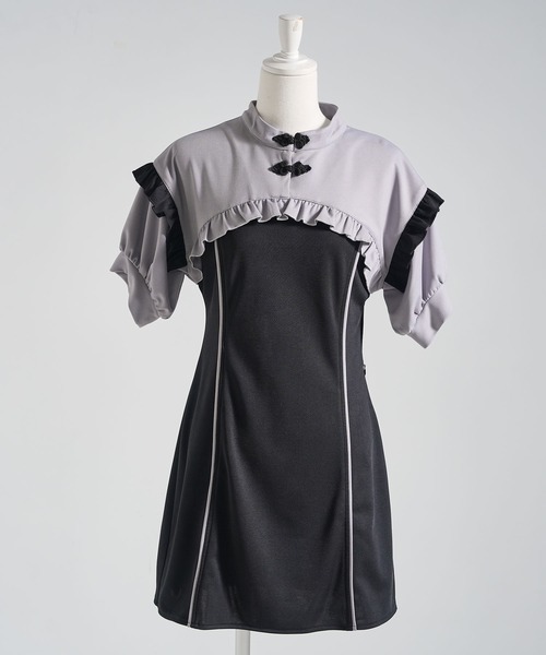 サブジラギャル配色チャイナカラーAラインワンピース（ワンピース