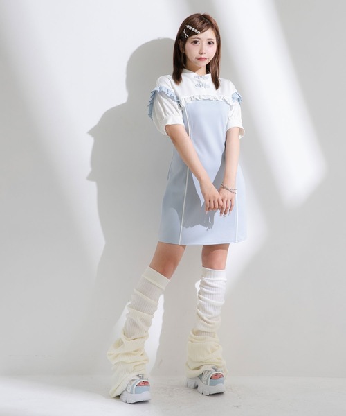 サブジラギャル配色チャイナカラーAラインワンピース（ワンピース