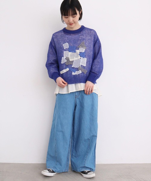 l'atelier du savon（アトリエドサボン）の「●リネンデニム　ハウスコインポケット　パンツ（デニムパンツ・レディース・ネイビー/ブルー・FREE）」の16枚目の写真