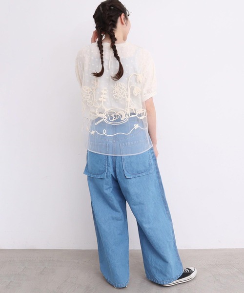 l'atelier du savon（アトリエドサボン）の「●リネンデニム　ハウスコインポケット　パンツ（デニムパンツ・レディース・ネイビー/ブルー・FREE）」の4枚目の写真