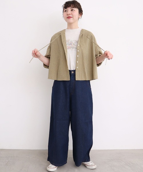 l'atelier du savon（アトリエドサボン）の「●リネンデニム　ハウスコインポケット　パンツ（デニムパンツ・レディース・ネイビー/ブルー・FREE）」の20枚目の写真