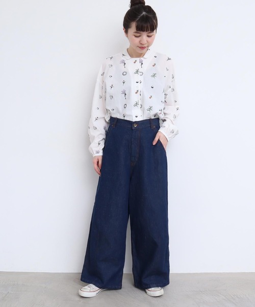 l'atelier du savon（アトリエドサボン）の「●リネンデニム　ハウスコインポケット　パンツ（デニムパンツ・レディース・ネイビー/ブルー・FREE）」の12枚目の写真