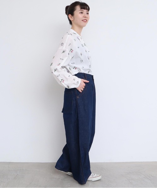 l'atelier du savon（アトリエドサボン）の「●リネンデニム　ハウスコインポケット　パンツ（デニムパンツ・レディース・ネイビー/ブルー・FREE）」の14枚目の写真