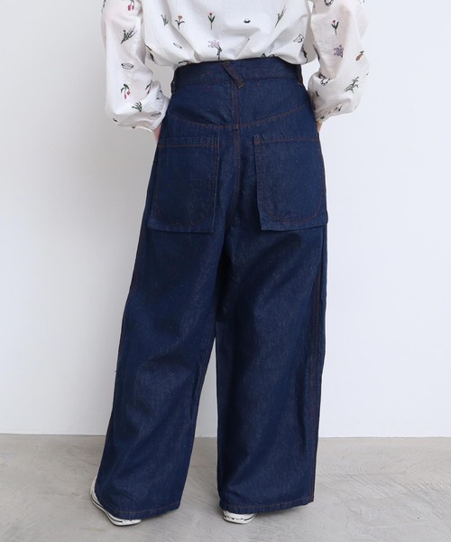 l'atelier du savon（アトリエドサボン）の「●リネンデニム　ハウスコインポケット　パンツ（デニムパンツ・レディース・ネイビー/ブルー・FREE）」の8枚目の写真