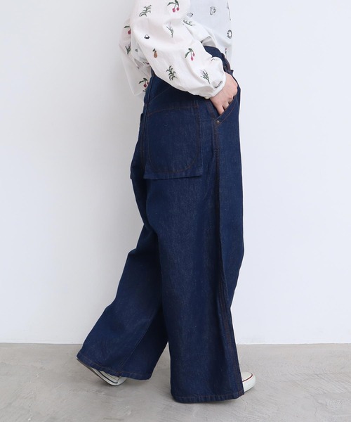 l'atelier du savon（アトリエドサボン）の「●リネンデニム　ハウスコインポケット　パンツ（デニムパンツ・レディース・ネイビー/ブルー・FREE）」の9枚目の写真