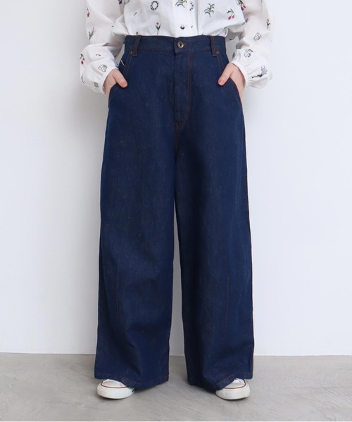 l'atelier du savon（アトリエドサボン）の「●リネンデニム　ハウスコインポケット　パンツ（デニムパンツ・レディース・ネイビー/ブルー・FREE）」の6枚目の写真