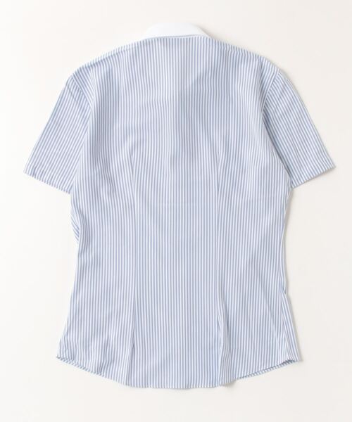 TOKYO SHIRTS（トウキョウシャツ）の「形態安定ノーアイロン レギュラー 半袖ニットビジネスワイシャツ（ビジネスシャツ・レディース・ブルー・LL/L/M）」の3枚目の写真