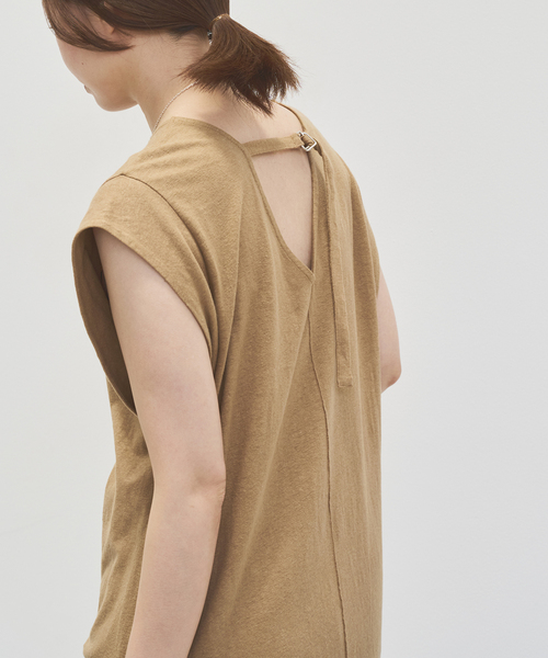 IENA（イエナ）の「リネンコンテンジク フレアワンピース（ワンピース・レディース・ブラック/キャメル・FREE）」の5枚目の写真