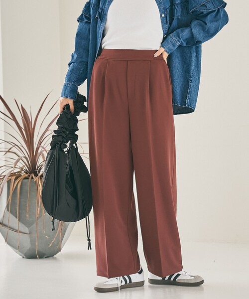 coen（コーエン）の「イージービューティーワイドパンツ（WEB限定サイズ）（スラックス・レディース・ダークグレー/ブラウン/ベージュ/ブラック/ロイヤルブルー・S/M/L/XL）」の3枚目の写真