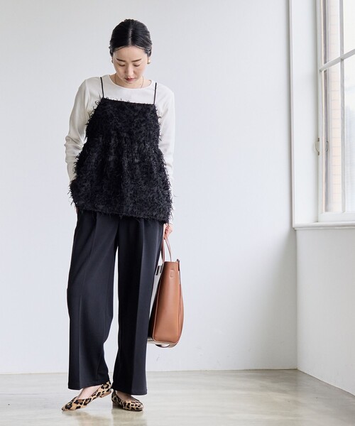 coen（コーエン）の「イージービューティーワイドパンツ（WEB限定サイズ）（スラックス・レディース・ダークグレー/ブラウン/ベージュ/ブラック/ロイヤルブルー・S/M/L/XL）」の19枚目の写真