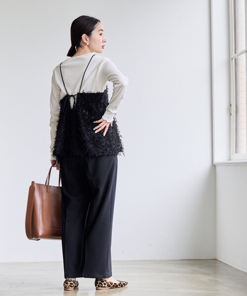 coen（コーエン）の「イージービューティーワイドパンツ（WEB限定サイズ）（スラックス・レディース・ダークグレー/ブラウン/ベージュ/ブラック/ロイヤルブルー・S/M/L/XL）」の18枚目の写真